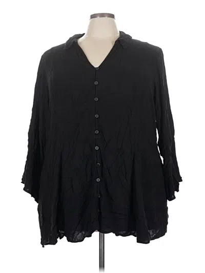 Pre-owned Torrid 3/4 Sleeve Blouse In Black