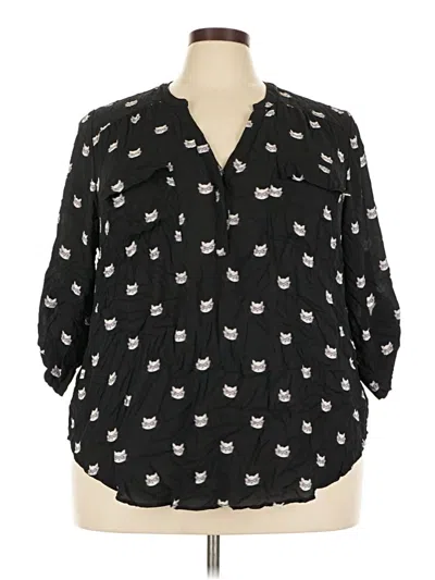 Pre-owned Torrid 3/4 Sleeve Blouse In Black