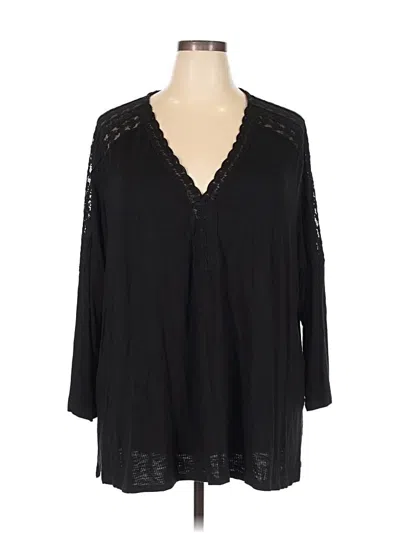 Pre-owned Torrid 3/4 Sleeve Blouse In Black