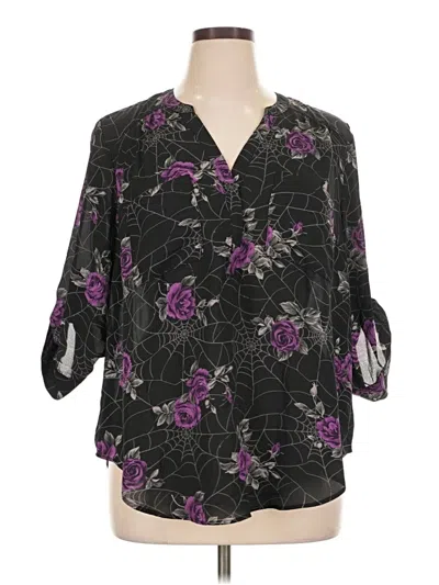 Pre-owned Torrid 3/4 Sleeve Blouse In Black