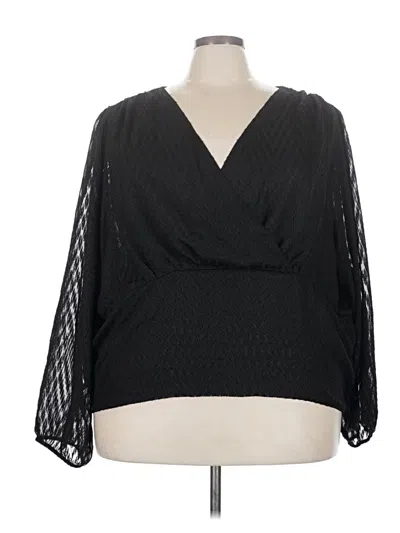 Pre-owned Torrid 3/4 Sleeve Blouse In Black