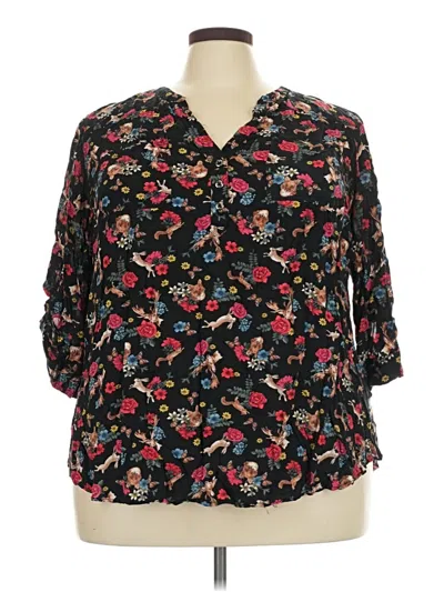 Pre-owned Torrid 3/4 Sleeve Blouse In Black
