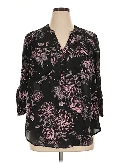 Pre-owned Torrid 3/4 Sleeve Blouse In Black