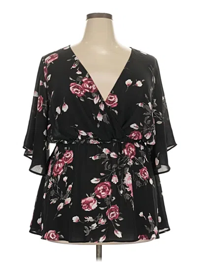 Pre-owned Torrid 3/4 Sleeve Blouse In Black