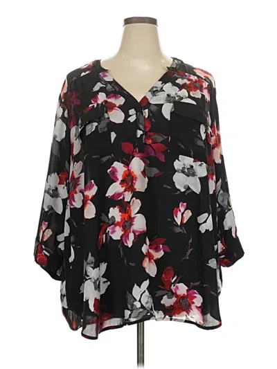 Pre-owned Torrid 3/4 Sleeve Blouse In Black