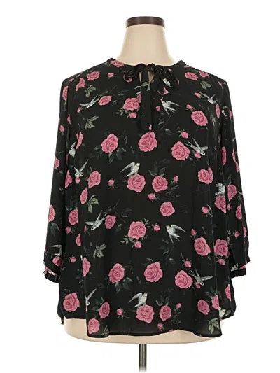 Pre-owned Torrid 3/4 Sleeve Blouse In Black