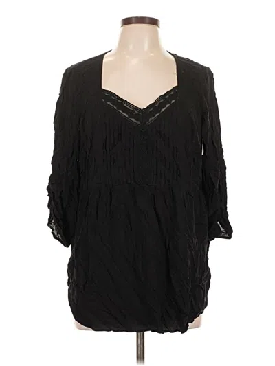 Pre-owned Torrid 3/4 Sleeve Blouse In Black