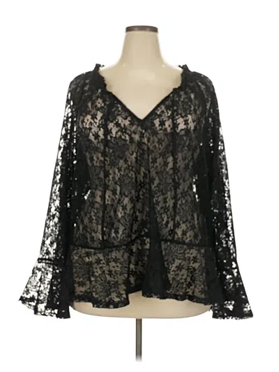Pre-owned Torrid 3/4 Sleeve Blouse In Black