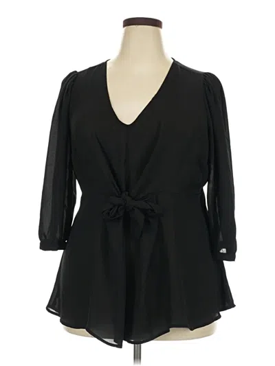 Pre-owned Torrid 3/4 Sleeve Blouse In Black