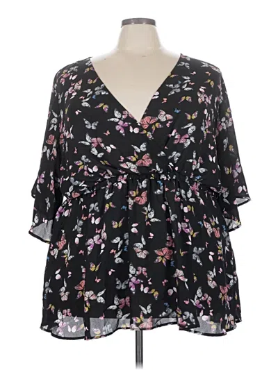 Pre-owned Torrid 3/4 Sleeve Blouse In Black