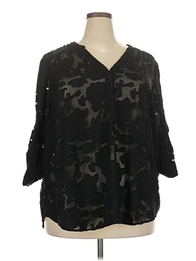 Pre-owned Torrid 3/4 Sleeve Blouse In Black