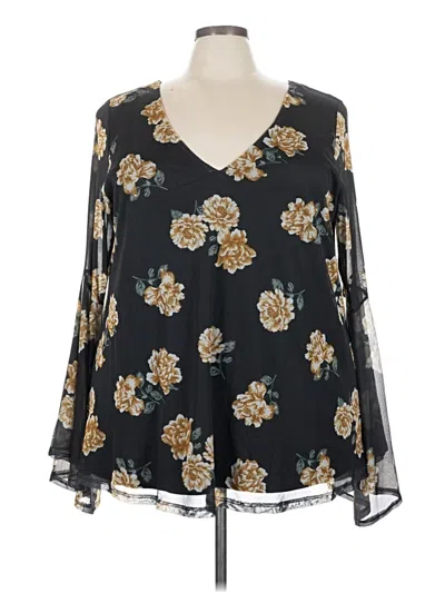 Pre-owned Torrid 3/4 Sleeve Blouse In Black