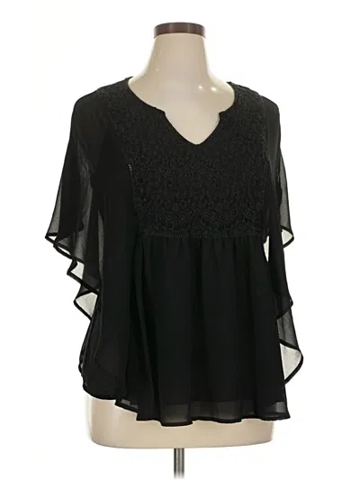 Pre-owned Torrid 3/4 Sleeve Blouse In Black
