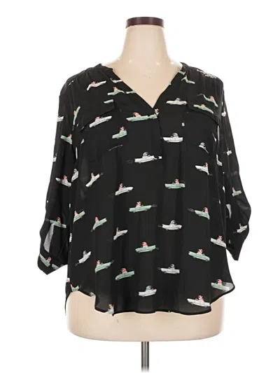 Pre-owned Torrid 3/4 Sleeve Blouse In Black