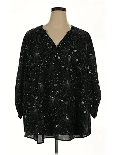 Pre-owned Torrid 3/4 Sleeve Blouse In Black