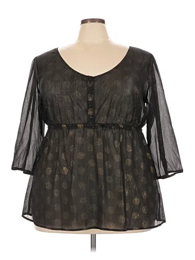 Pre-owned Torrid 3/4 Sleeve Blouse In Black