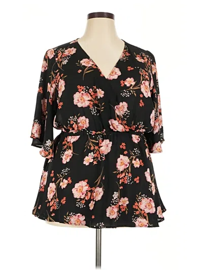 Pre-owned Torrid 3/4 Sleeve Blouse In Black