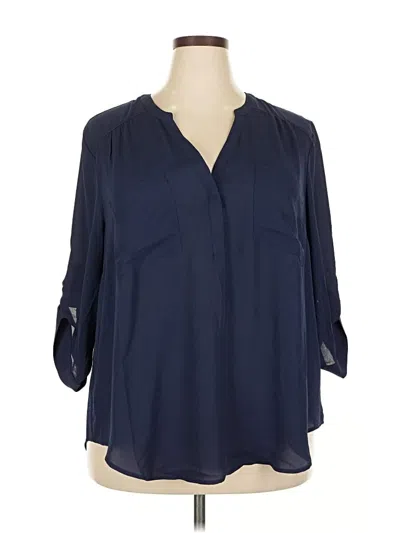 Pre-owned Torrid 3/4 Sleeve Blouse In Blue
