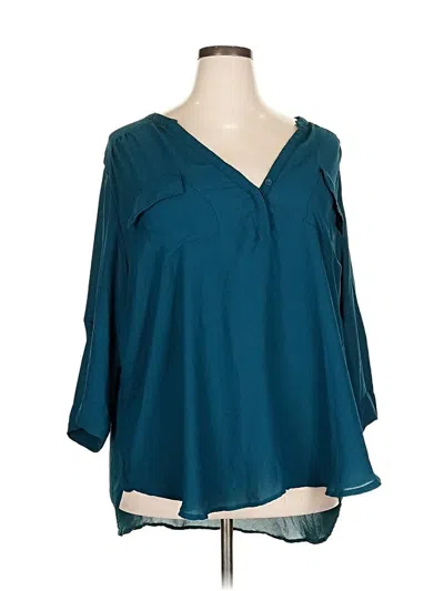 Pre-owned Torrid 3/4 Sleeve Blouse In Blue
