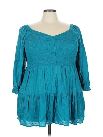 Pre-owned Torrid 3/4 Sleeve Blouse In Blue