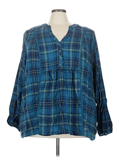 Torrid 3/4 Sleeve Blouse In Blue