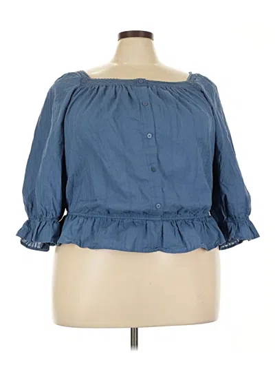 Pre-owned Torrid 3/4 Sleeve Blouse In Blue