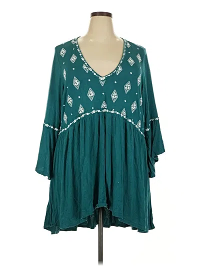Pre-owned Torrid 3/4 Sleeve Blouse In Blue