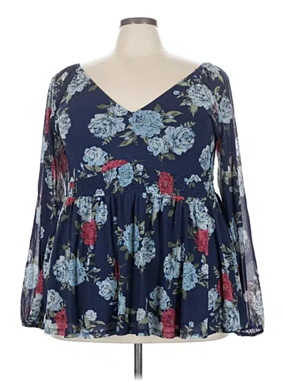 Pre-owned Torrid 3/4 Sleeve Blouse In Blue
