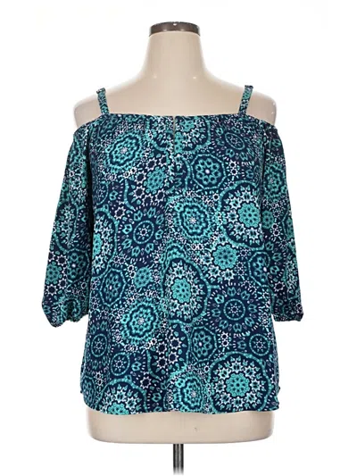 Pre-owned Torrid 3/4 Sleeve Blouse In Blue