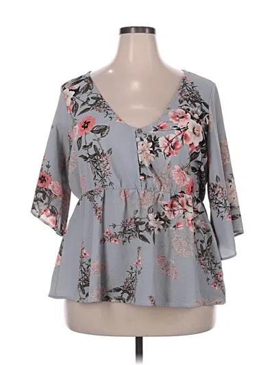 Pre-owned Torrid 3/4 Sleeve Blouse In Blue