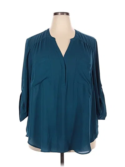 Pre-owned Torrid 3/4 Sleeve Blouse In Blue