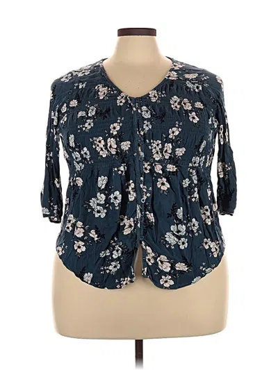 Pre-owned Torrid 3/4 Sleeve Blouse In Blue