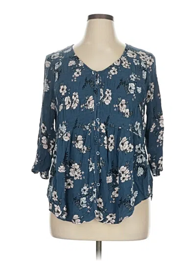 Pre-owned Torrid 3/4 Sleeve Blouse In Blue