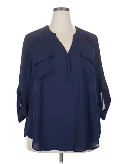 Pre-owned Torrid 3/4 Sleeve Blouse In Blue