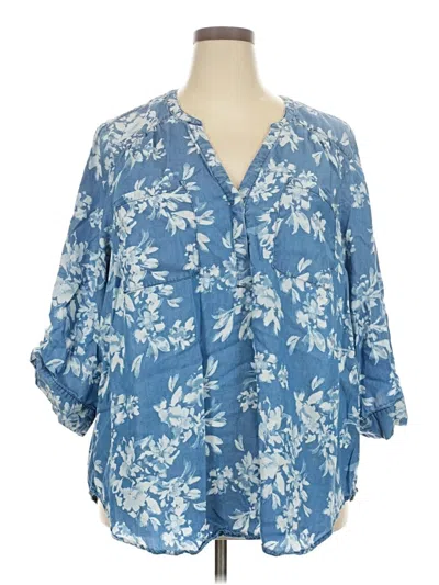 Pre-owned Torrid 3/4 Sleeve Blouse In Blue
