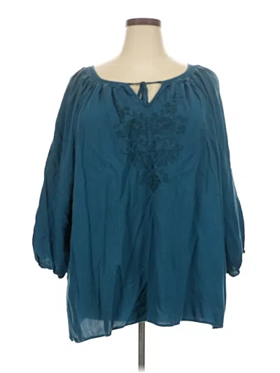 Pre-owned Torrid 3/4 Sleeve Blouse In Blue