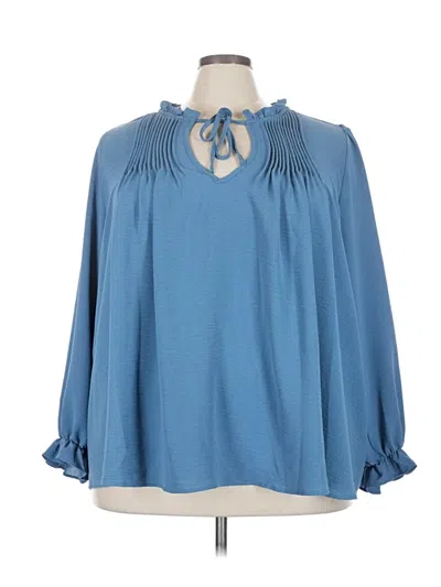 Pre-owned Torrid 3/4 Sleeve Blouse In Blue