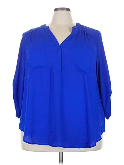 Pre-owned Torrid 3/4 Sleeve Blouse In Blue