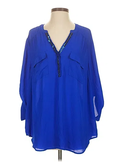 Pre-owned Torrid 3/4 Sleeve Blouse In Blue