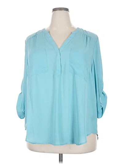 Pre-owned Torrid 3/4 Sleeve Blouse In Blue