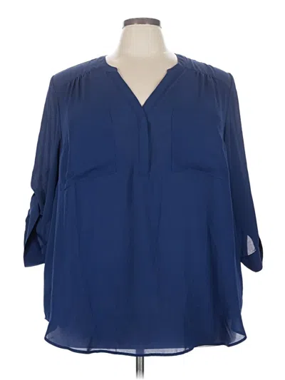 Pre-owned Torrid 3/4 Sleeve Blouse In Blue