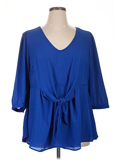 Pre-owned Torrid 3/4 Sleeve Blouse In Blue