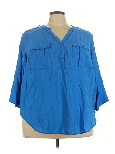 Pre-owned Torrid 3/4 Sleeve Blouse In Blue
