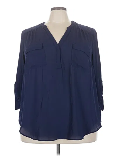 Pre-owned Torrid 3/4 Sleeve Blouse In Blue