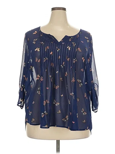 Pre-owned Torrid 3/4 Sleeve Blouse In Blue