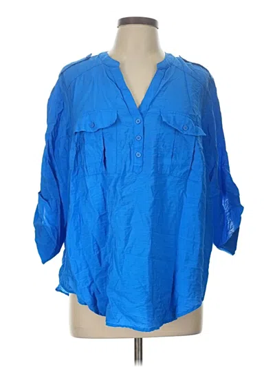 Pre-owned Torrid 3/4 Sleeve Blouse In Blue