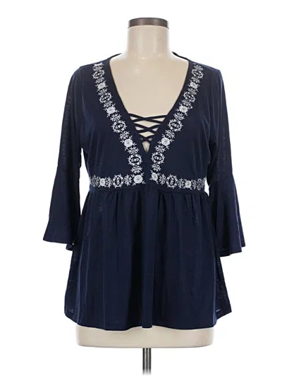 Torrid 3/4 Sleeve Blouse In Blue
