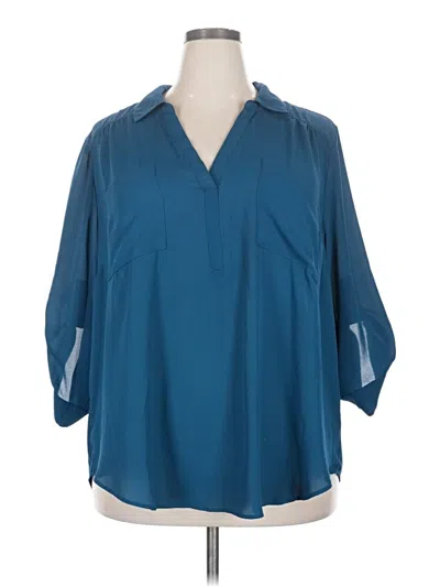 Pre-owned Torrid 3/4 Sleeve Blouse In Blue