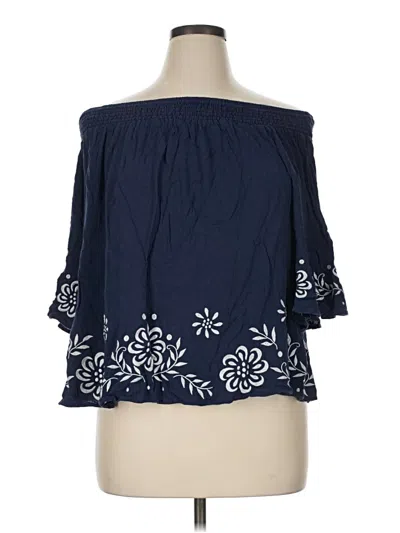 Pre-owned Torrid 3/4 Sleeve Blouse In Blue