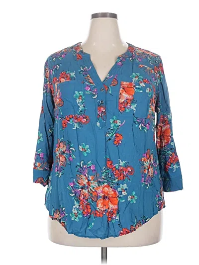 Pre-owned Torrid 3/4 Sleeve Blouse In Blue